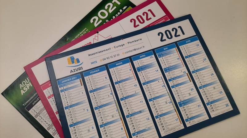 Mise en page et impression de calendriers personnalisés A4 Région Lyonnaise